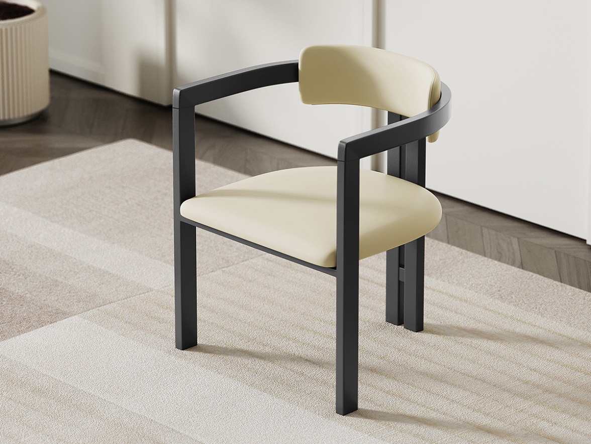云慕系列YX464 白蜡木（黑色橡胶木+海绵） 全超纤皮 餐椅