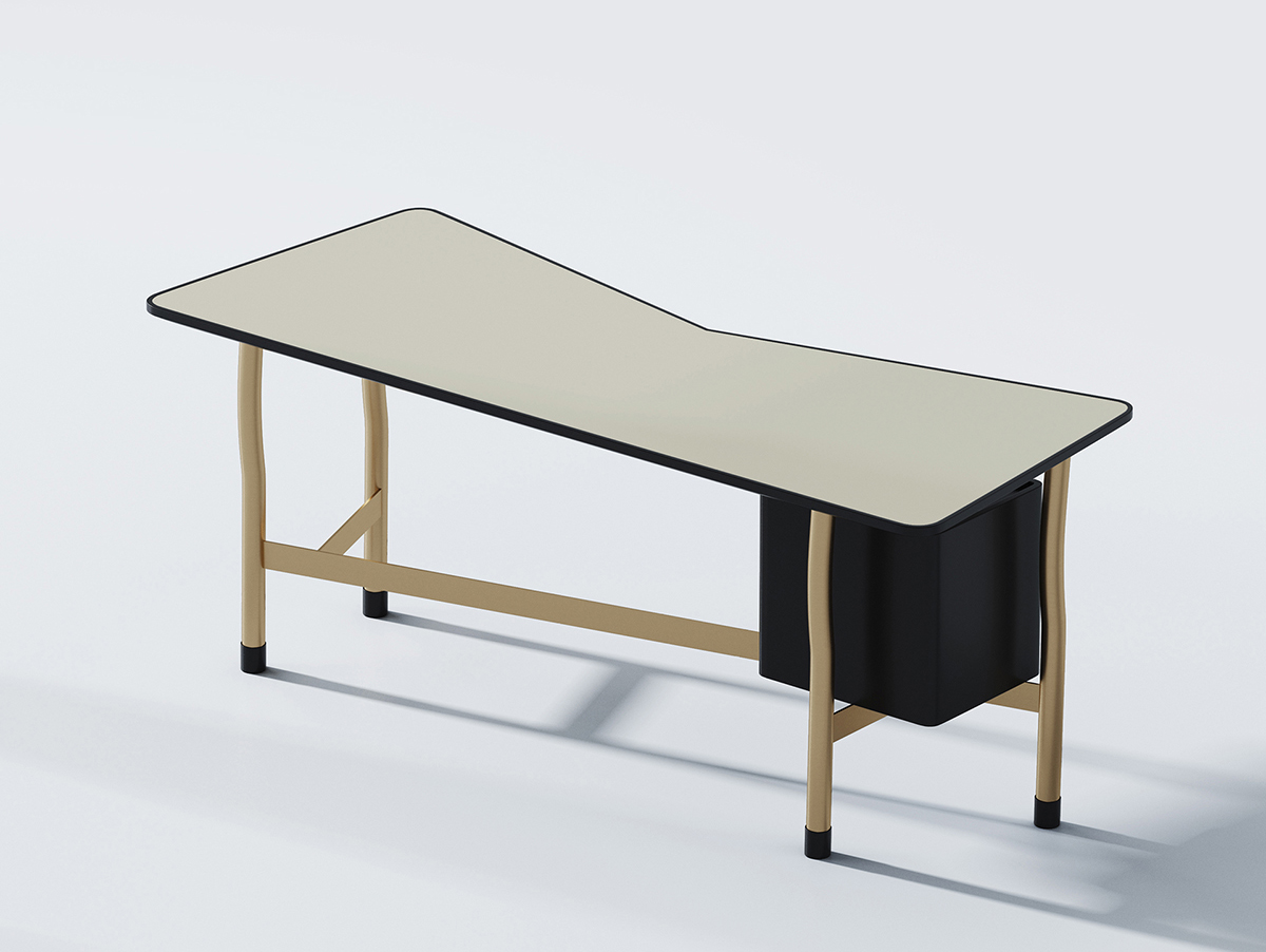 云慕系列ZS027 不锈钢香港金+E1级中纤板+马鞍皮 1.8米书桌